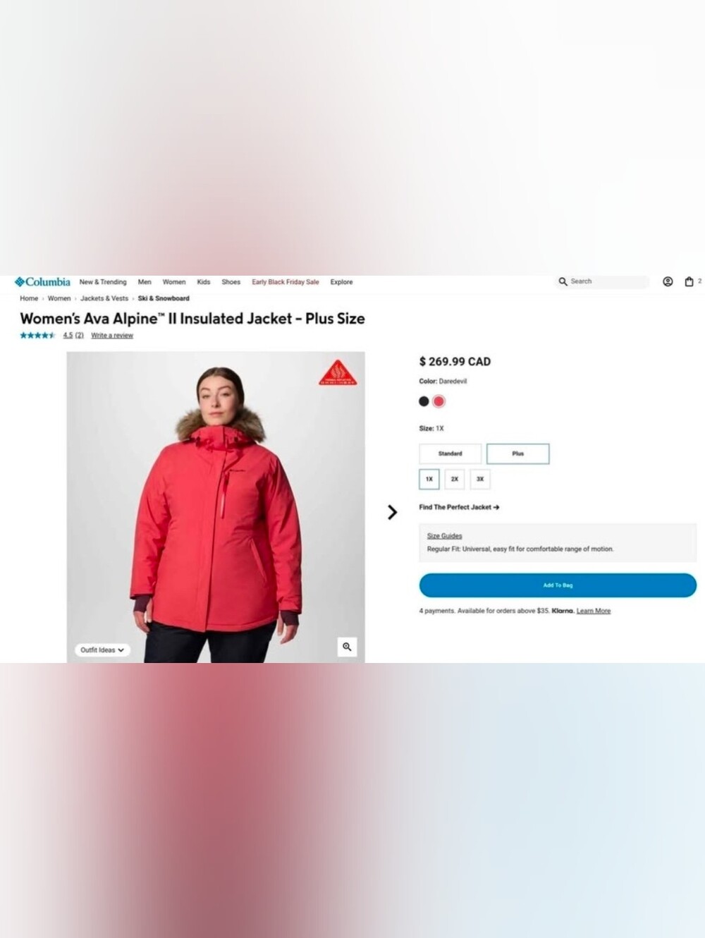 Ladies Plus Sized Columbia Ski Jacket in Daredevil Red (more like Coral) 1XL